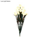 Rustic Lily Bouquet Wall Lamp Kit - 6/10 Heads White/Purple Glass Sconce Light Fixture For Dining