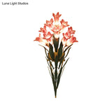 Rustic Lily Bouquet Wall Lamp Kit - 6/10 Heads White/Purple Glass Sconce Light Fixture For Dining