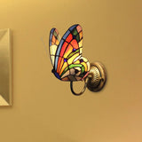 Rustic Lodge Butterfly Wall Sconce - Stained Glass Decorative Light For Bedroom Orange