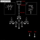 Rustic Metal Candle Suspension Lamp With Crystal Draping - White Corridor Chandelier