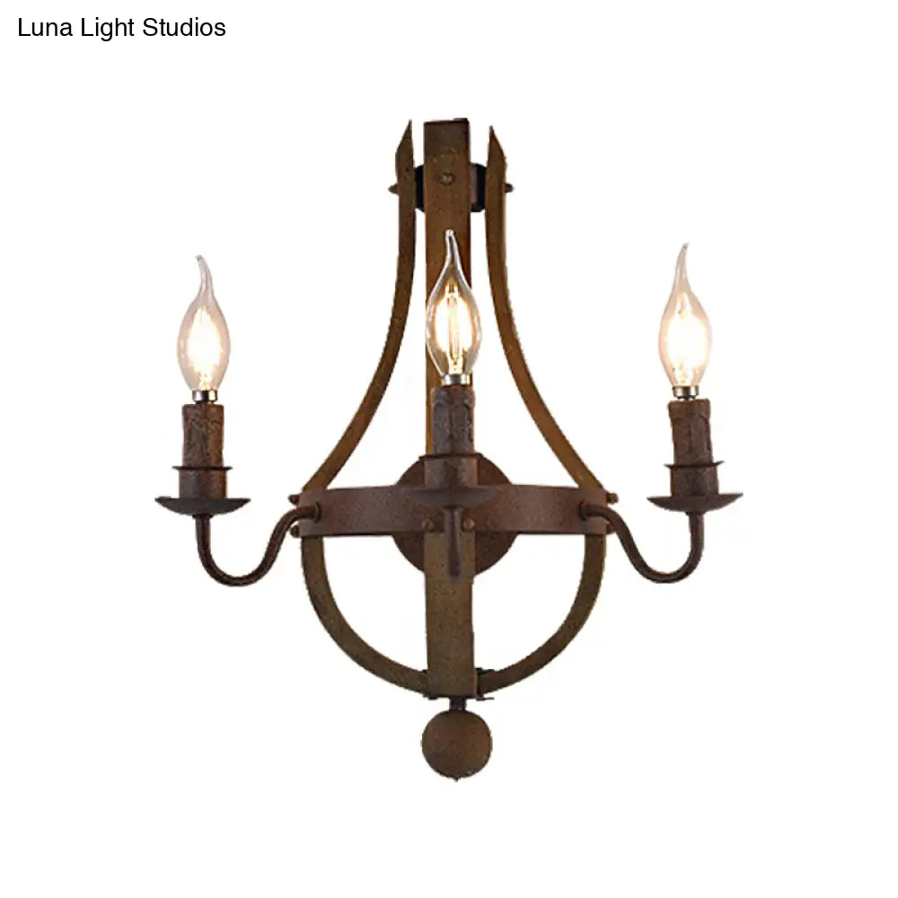 Rustic Metal Candle Wall Sconce - 1/2/3-Light Dining Room Lamp