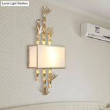 Rustic Metal Rectangle Sconce - 1 Light Wall Mounted Lamp For Living Room Black/White