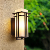 Rustic Metal Wall Sconce Light - Rectangular Outdoor 1-Light Black Finish / 6.5