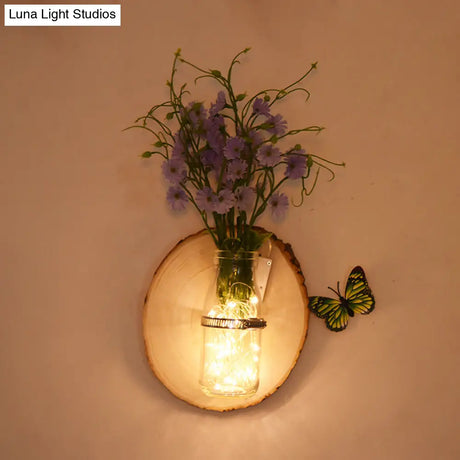 Rustic Multicolored Floral Cafe Wall String Light With Clear Glass Shade - Twinkle And Shine!