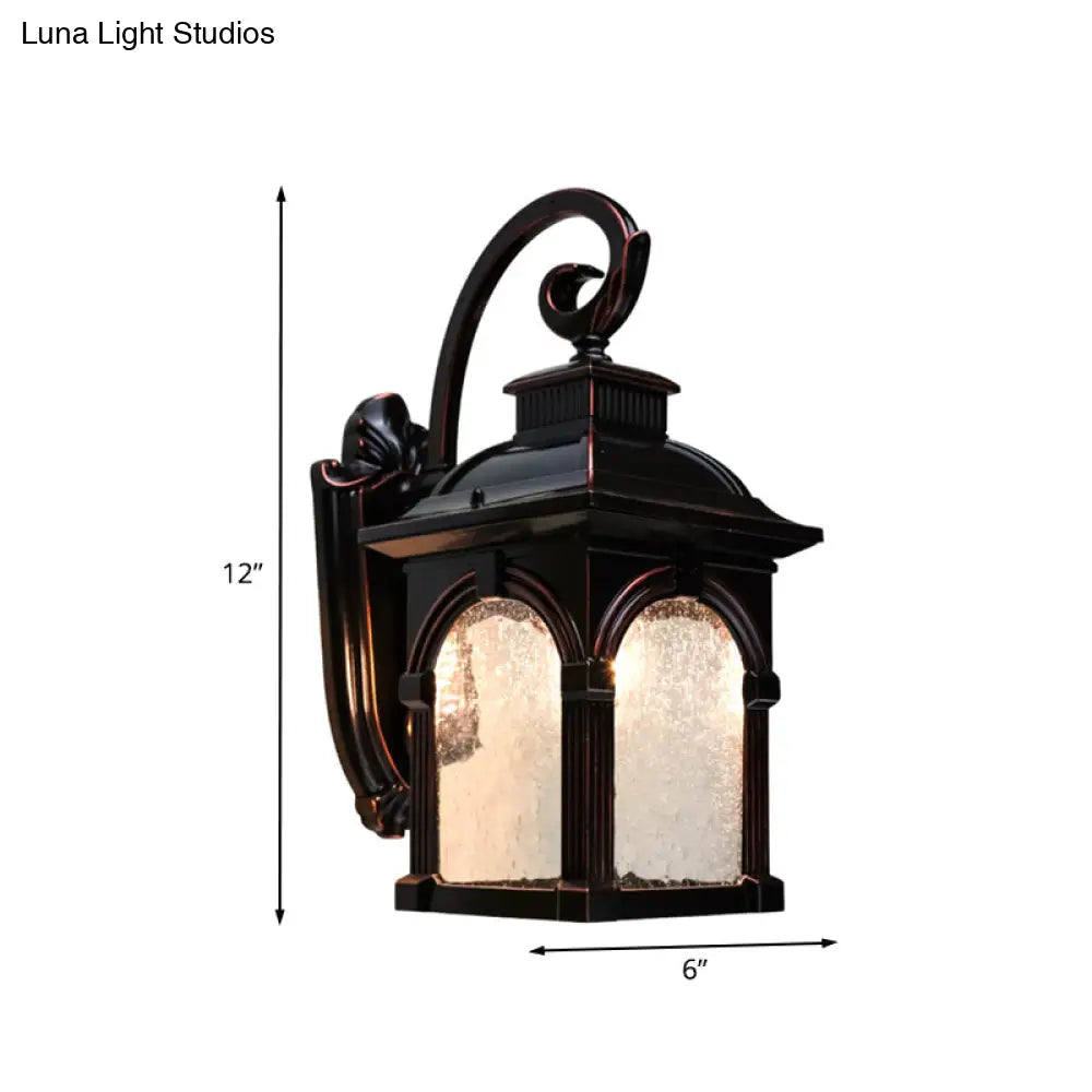 Rustic Outdoor Clear Bubble Glass Wall Sconce Light Fixture With Coffee Birdcage Design