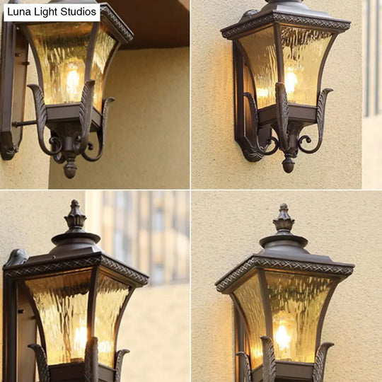 Rustic Outdoor Single Wall Sconce With Dark Coffee Flared Glass