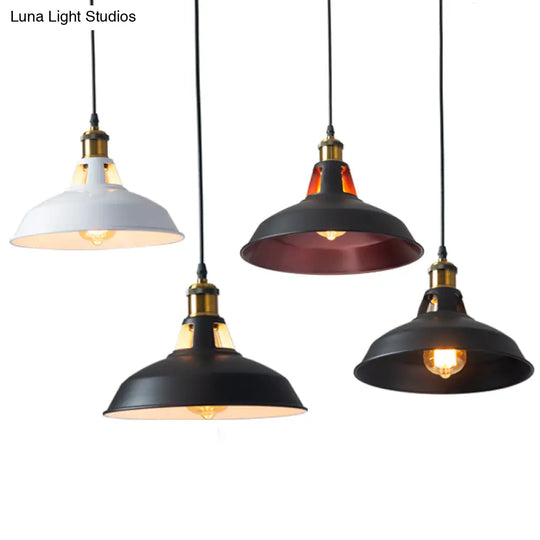 Rustic Pot-Lid Suspension Lighting: 1-Head Iron Hanging Light With Venting Hole For Bar
