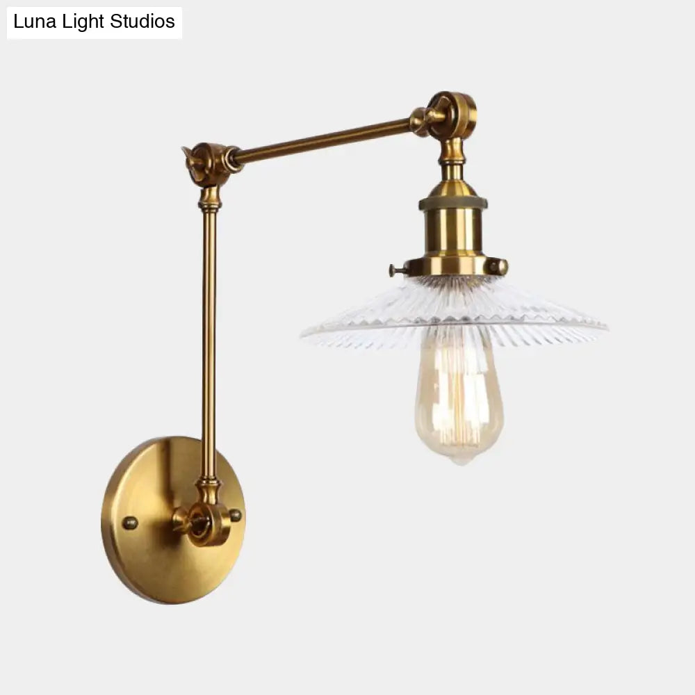 Rustic Prismatic Glass Saucer Sconce Light Fixture - 1 Black/Silver/Brass Wall Lamp For Living Room