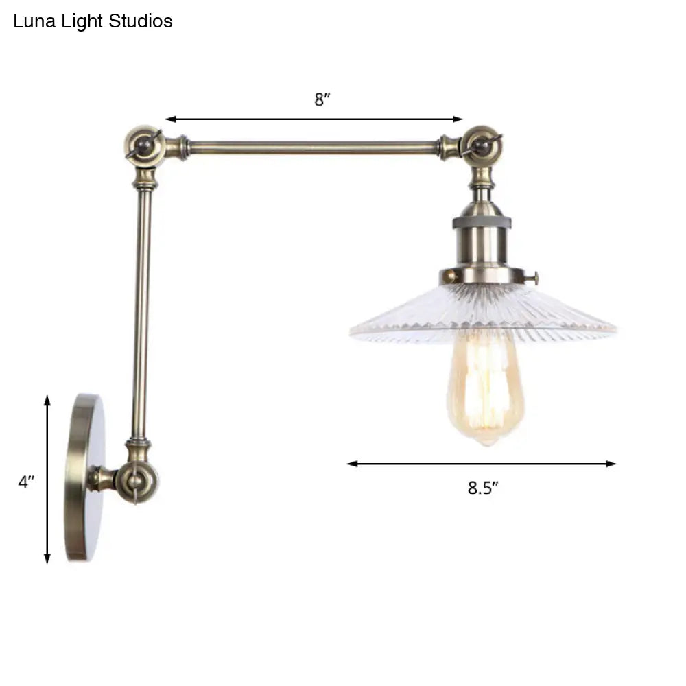 Rustic Prismatic Glass Saucer Sconce Light Fixture - 1 Black/Silver/Brass Wall Lamp For Living Room