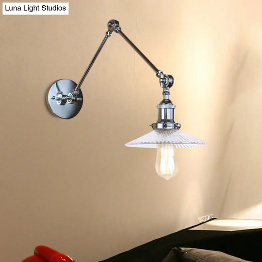 Rustic Prismatic Glass Saucer Sconce Light Fixture - 1 Black/Silver/Brass Wall Lamp For Living Room
