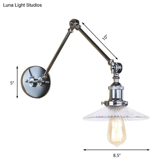 Rustic Prismatic Glass Saucer Sconce Light Fixture - 1 Black/Silver/Brass Wall Lamp For Living Room