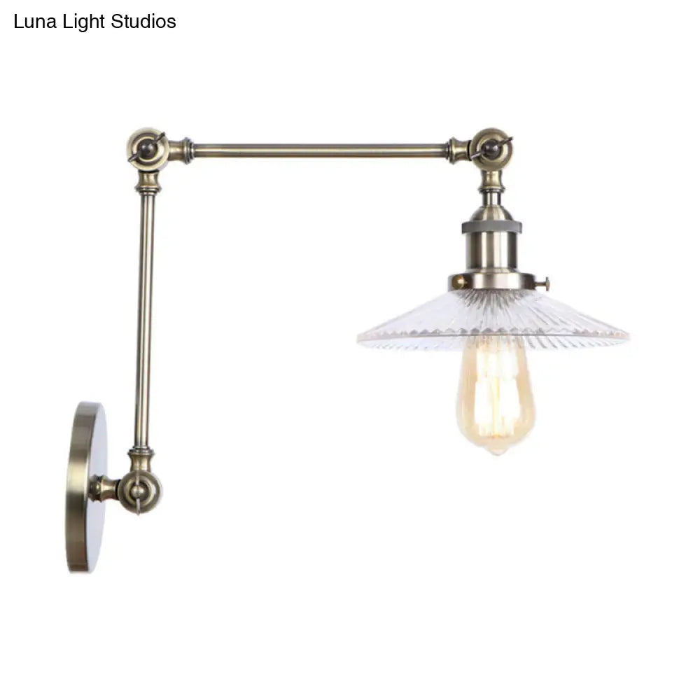 Rustic Prismatic Glass Saucer Sconce Light Fixture - 1 Black/Silver/Brass Wall Lamp For Living Room