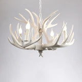 Rustic Resin Antler Chandelier - Artfully Crafted Hanging Light With Exposed Bulb Design 4 / White
