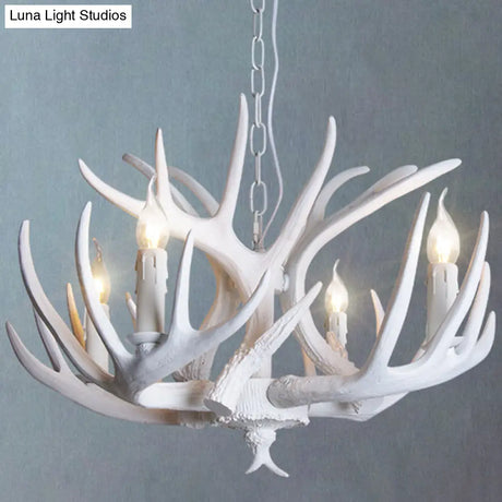 Rustic Resin Antler Chandelier: Unique Living Room Suspension Light