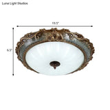 Rustic Resin Brass Flush Mount Ceiling Lamp - Floral Pedestal 12’/16’/19.5’ W 2/3 - Light