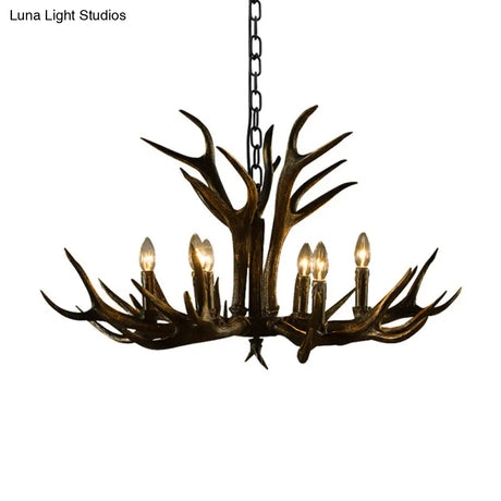 Rustic Resin Chandelier - Black Candle Pendant 6/8/10 Heads Perfect For Restaurants Hanging Ceiling