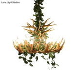 Rustic Resin Hanging Lamp - Candle Living Room Pendant Light With 4/6/12 Bulbs Pink/Green Chandelier