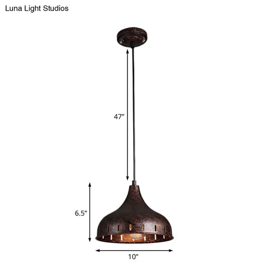 Rustic Iron Onion Hanging Light Fixture With Hollow Design - Restaurant Pendant Lamp
