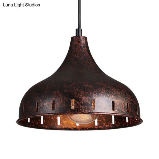 Rustic Iron Onion Hanging Light Fixture With Hollow Design - Restaurant Pendant Lamp