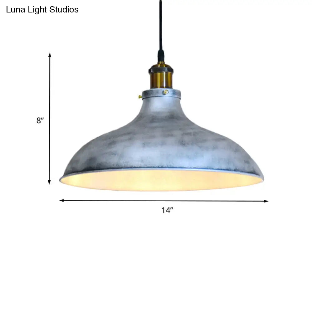 Rustic Barn Metal Ceiling Lamp With Silver Shade For Living Room