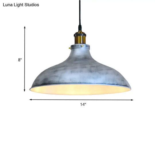 Rustic Barn Metal Ceiling Lamp With Silver Shade For Living Room
