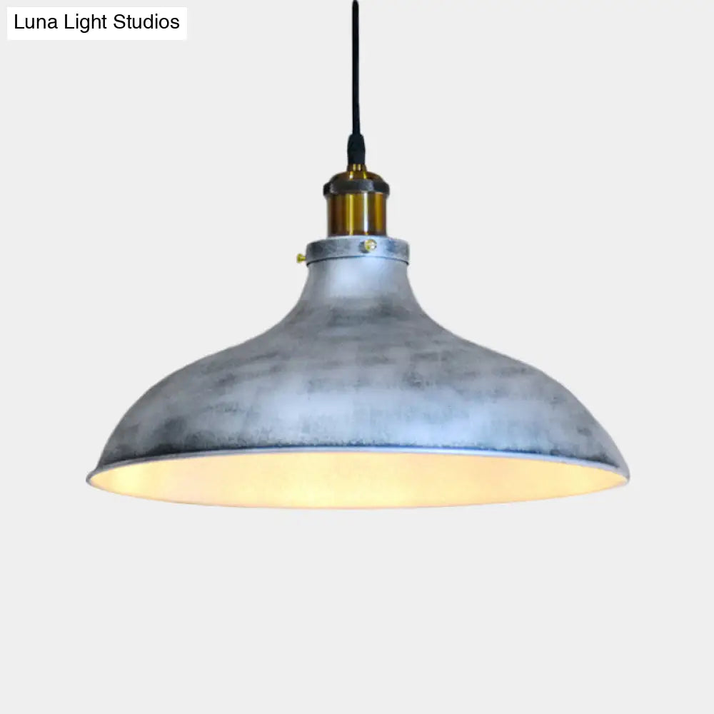 Rustic Barn Metal Ceiling Lamp With Silver Shade For Living Room