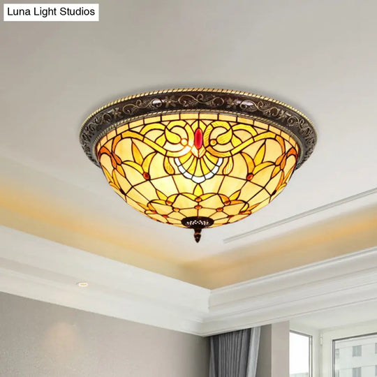 Rustic Stained Glass Sunflower Ceiling Light In Multicolor Options For Dining Room Tiffany Décor