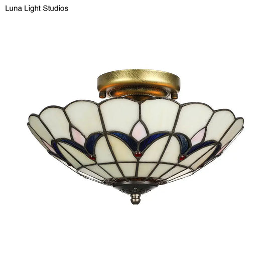 Rustic Style Dome Flush Mount Ceiling Light With Jewel Decoration (10/12 Inch)