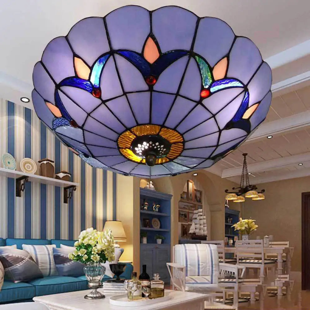 Rustic Style Dome Flush Mount Ceiling Light With Jewel Decoration (10’/12’ Inch) –