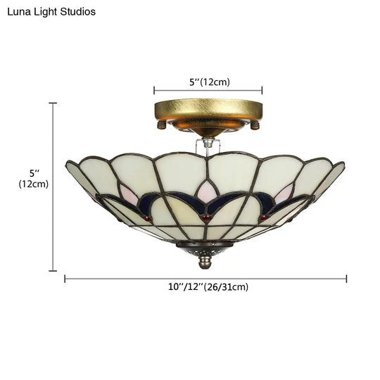 Rustic Style Dome Flush Mount Ceiling Light With Jewel Decoration (10/12 Inch)