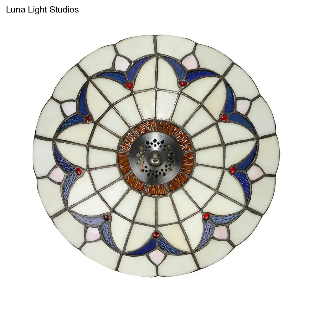 Rustic Style Dome Flush Mount Ceiling Light With Jewel Decoration (10’/12’ Inch) –