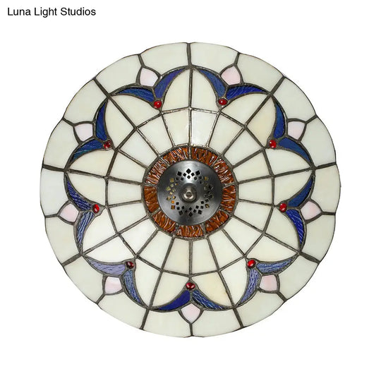 Rustic Style Dome Flush Mount Ceiling Light With Jewel Decoration (10’/12’ Inch) –