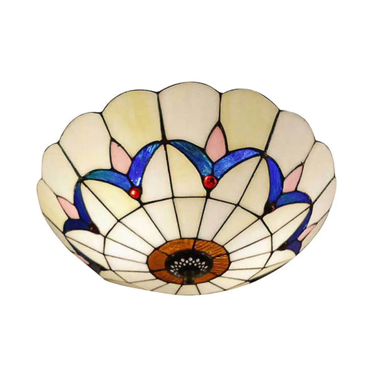 Rustic Style Dome Flush Mount Ceiling Light With Jewel Decoration (10’/12’ Inch) –