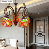 Rustic Sunflower Pendant Light With Adjustable 5 Lights And Metal Chain