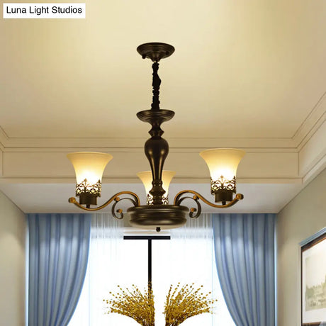 Rustic Swooping Arm Chandelier - Black Metal Pendant Light With 3/6/8-Head Ceiling Lighting