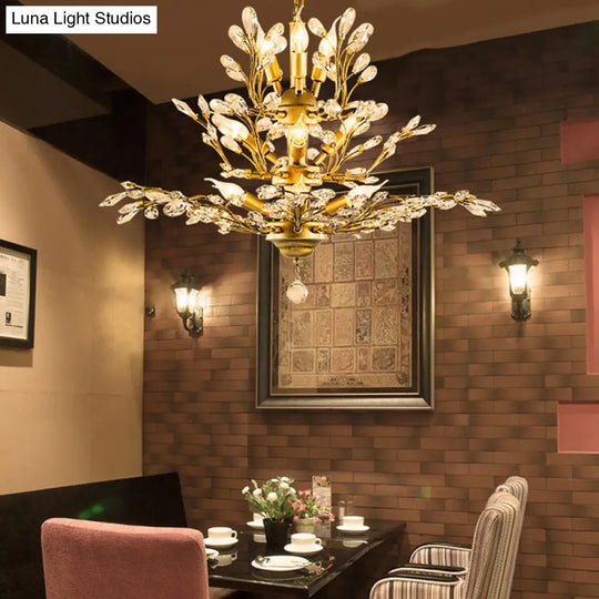 Rustic Tiered Branch Crystal Chandelier Ceiling Light For Restaurants