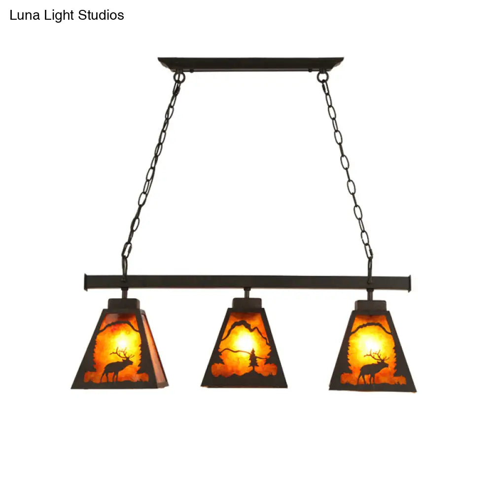 Rustic Trapezoid Metal Pendant Light - 3 Lights Ideal For Dining Room & Island Lighting