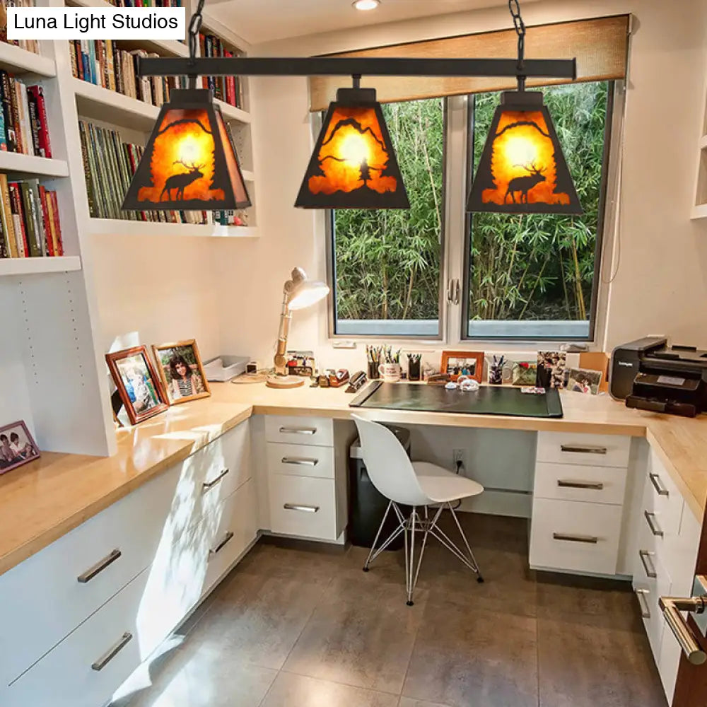 Rustic Trapezoid Metal Pendant Light - 3 Lights Ideal For Dining Room & Island Lighting