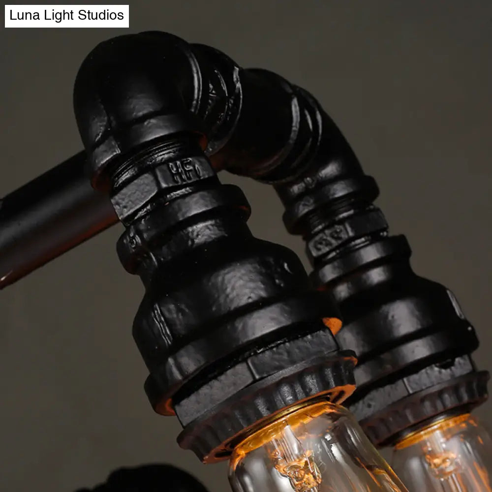 Rustic Water Pipe Iron Chandelier With 13 Lights In Black