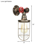 Rustic Water Pipe Iron Wall Sconce Lamp: Vintage 1-Light Fixture For Bathrooms (Aged Brass)