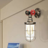 Rustic Water Pipe Iron Wall Sconce Lamp: Vintage 1-Light Fixture For Bathrooms (Aged Brass) Antique
