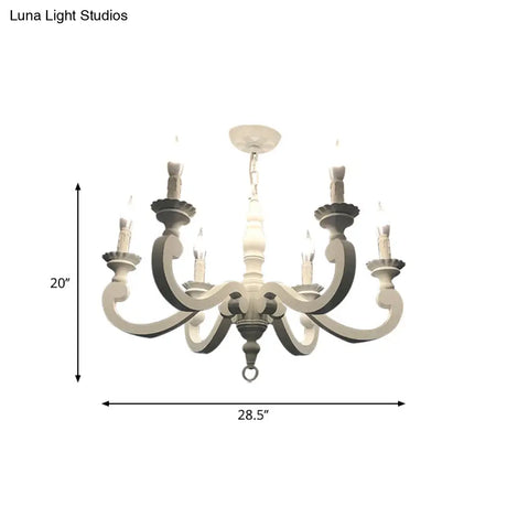 Rustic White Chandelier Pendant Light For Living Room - Elegant Wood Design