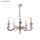 Rustic White Chandelier Pendant Light For Living Room - Elegant Wood Design