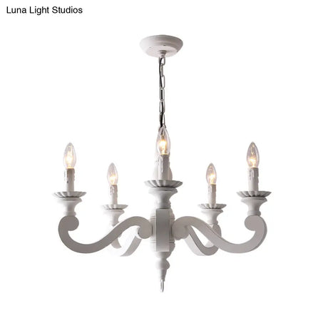 Rustic White Chandelier Pendant Light For Living Room - Elegant Wood Design