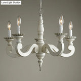 Rustic White Chandelier Pendant Light For Living Room - Elegant Wood Design