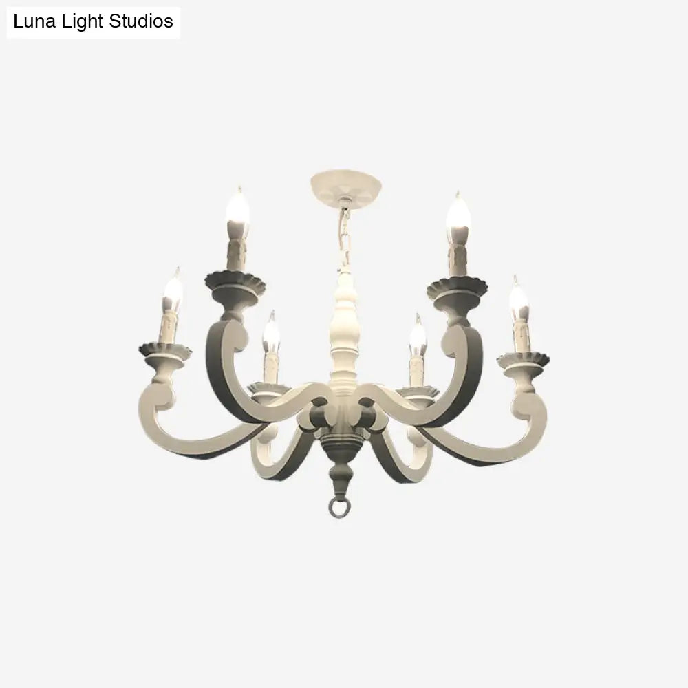 Rustic White Chandelier Pendant Light For Living Room - Elegant Wood Design