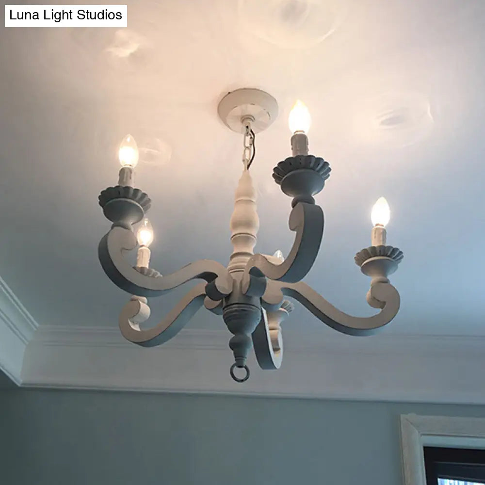 Rustic White Chandelier Pendant Light For Living Room - Elegant Wood Design