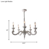 Rustic White Chandelier Pendant Light For Living Room - Elegant Wood Design