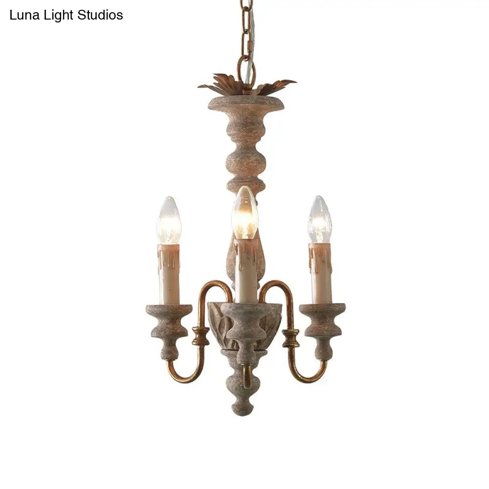 Rustic White Wooden Chandelier Pendant Light With Curved Arms And 3 Bulbs Ideal For Dining Rooms