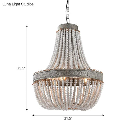 Rustic Wood Basket Pendant Lamp - Dining Room Suspension Lighting